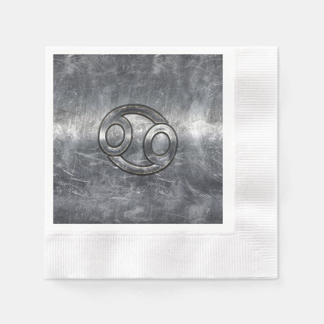 Cancer Zodiac Symbol in Distressed Decor Napkin (Front)