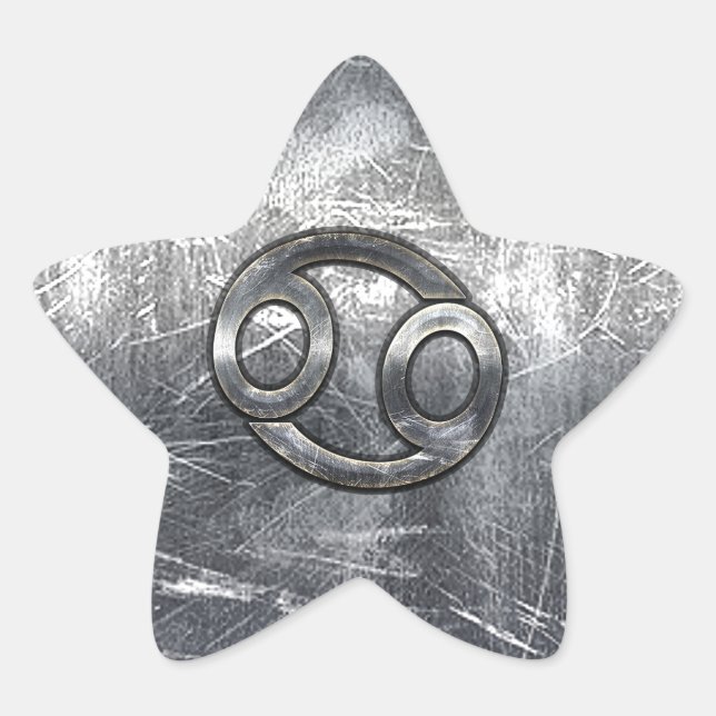Cancer Zodiac Symbol in Distressed Decor Star Sticker (Front)
