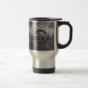 Cancer Zodiac Symbol in Distressed Decor Travel Mug