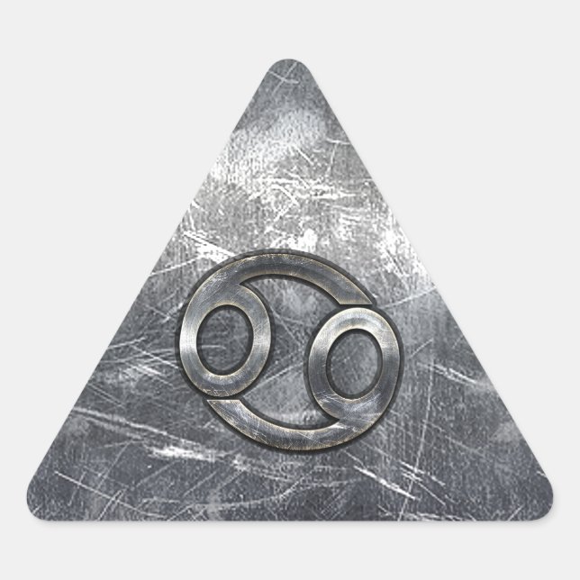 Cancer Zodiac Symbol in Distressed Decor Triangle Sticker (Front)