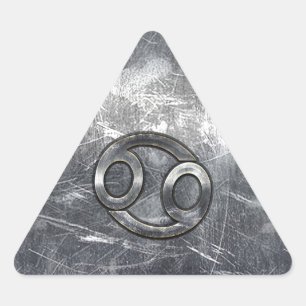 Cancer Zodiac Symbol in Distressed Decor Triangle Sticker