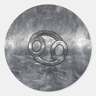 Cancer Zodiac Symbol in Industrial Style Classic Round Sticker