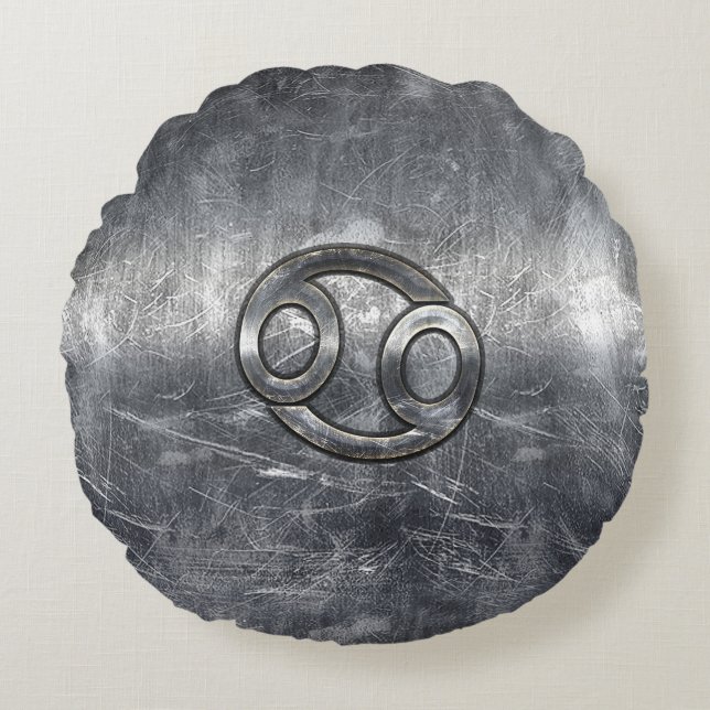 Cancer Zodiac Symbol in Industrial Style Round Cushion (Front)