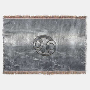 Cancer Zodiac Symbol in Industrial Style Throw Blanket
