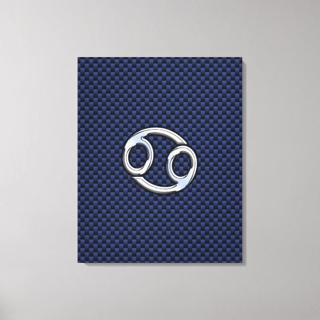 Cancer Zodiac Symbol Navy Blue Carbon Fibre Print (Front)