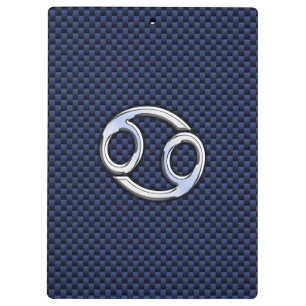 Cancer Zodiac Symbol Navy Blue Carbon Fibre Print Clipboard