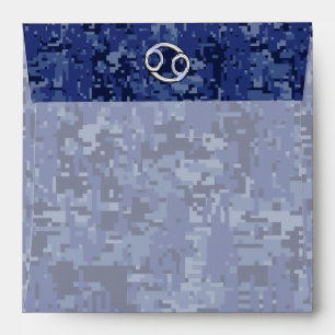 Cancer Zodiac Symbol Navy Blue Digital Camouflage Envelopes
