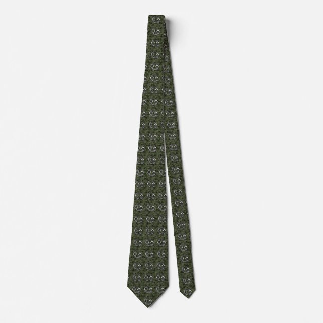 Cancer Zodiac Symbol on Green Digital Camo Tie (Front)