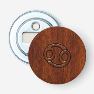 Cancer Zodiac Symbol on Mahogany Style Bottle Opener