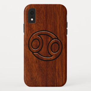 Cancer Zodiac Symbol on Mahogany Style iPhone XR Case