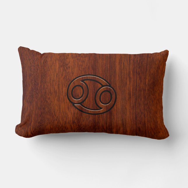 Cancer Zodiac Symbol on Mahogany Style Decor Lumbar Cushion (Front)