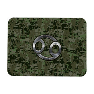 Cancer Zodiac Symbol on Woodland Digital Camo Magnet