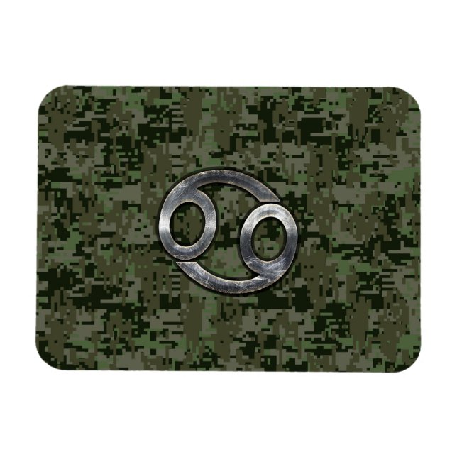 Cancer Zodiac Symbol on Woodland Digital Camo Magnet (Horizontal)