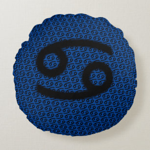 Cancer Zodiac Symbol Standard by Kenneth Yoncich Round Cushion