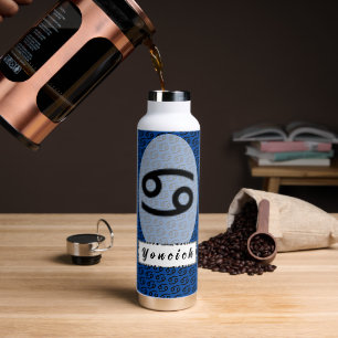 Cancer Zodiac Symbol Standard by Kenneth Yoncich Water Bottle