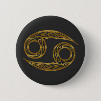 Cancer Zodiac - Tribal Gold 6 Cm Round Badge
