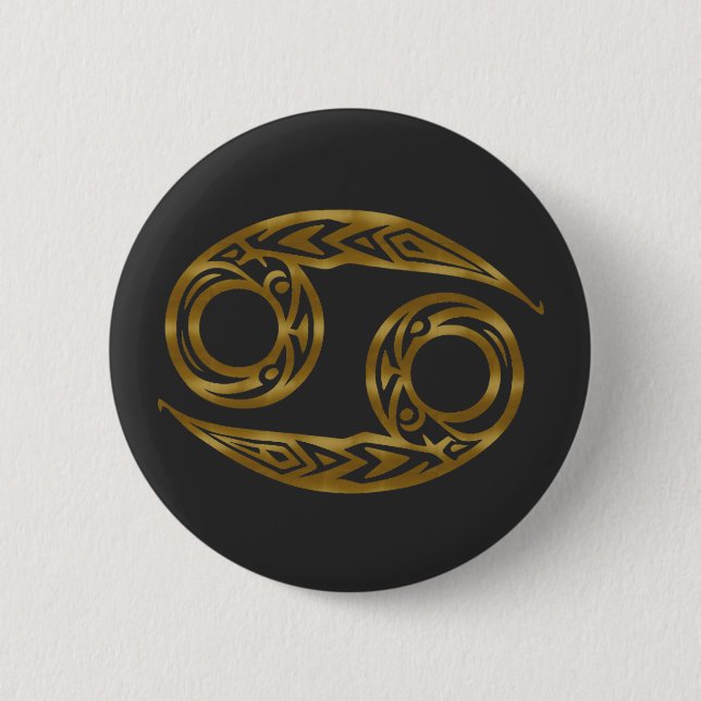 Cancer Zodiac - Tribal Gold 6 Cm Round Badge (Front)