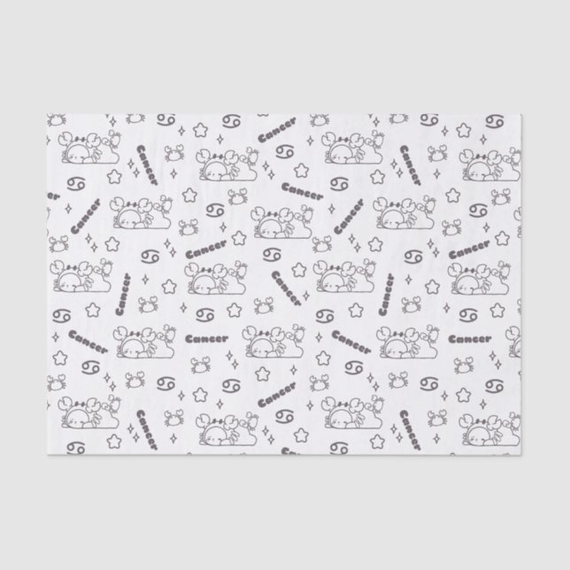 Cancer Zodiac Whispers - Monochrome Magic Pattern Tissue Paper (Front)