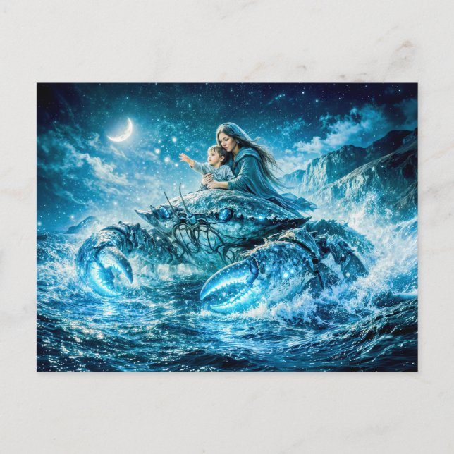 Cancer Zodiac with Mother and Child Reaching for t Postcard (Front)