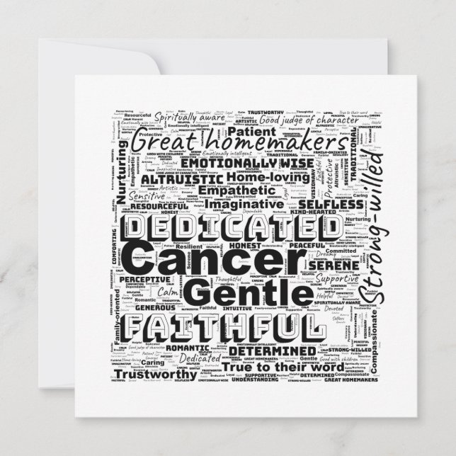 Cancer Zodiac Word Cloud Inspiration Invitation (Front)
