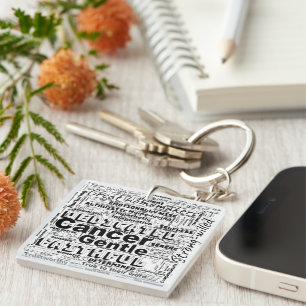 Cancer Zodiac Word Cloud Inspiration  Key Ring