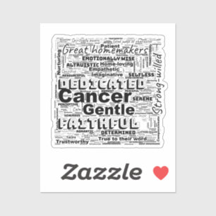 Cancer Zodiac Word Cloud Inspiration Viynl Sticker