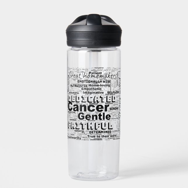 Cancer Zodiac Word Cloud Inspiration Water Bottle (Front)