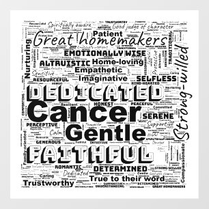 Cancer Zodiac Word Cloud Inspiration Window Cling