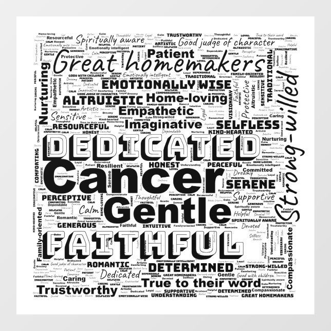 Cancer Zodiac Word Cloud Inspiration  Window Cling (Sheet)