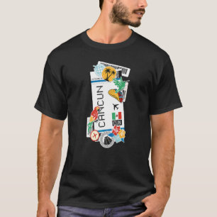 Cancun Air Ticket Boarding Pass Plane Mexico Trave T-Shirt