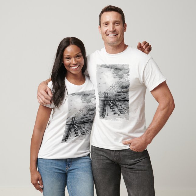 Cancun Beach cloudy black and white T-Shirt (Unisex)