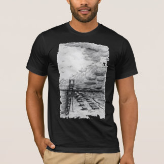 Cancun Beach cloudy black and white T-Shirt