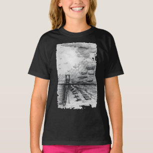 Cancun Beach cloudy black and white T-Shirt