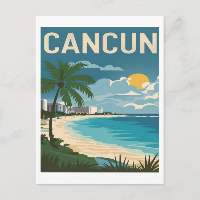 Cancun Beach Mexico Vintage Travel Postcard (Front)