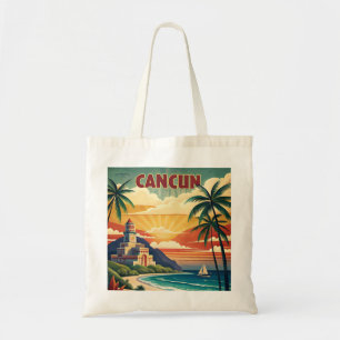Cancun Beach Mexico Vintage Travel Tote Bag