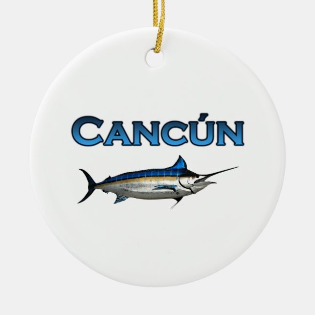 Cancun Blue Marlin Ceramic Tree Decoration (Front)