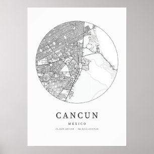Cancun Cartography Map Poster
