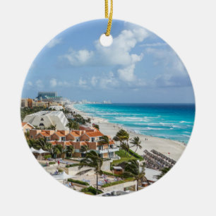 Cancun city on beachside ceramic tree decoration