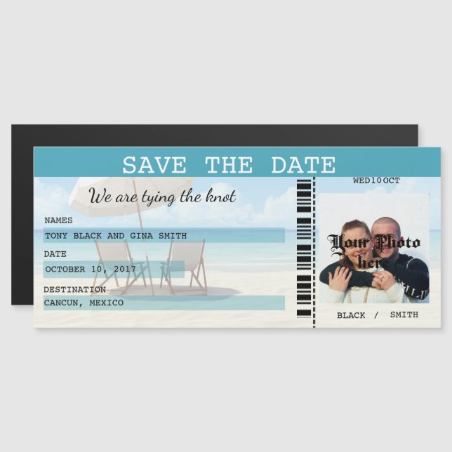 Cancun Destination Wedding Save the Date Magnet (Front/Back)