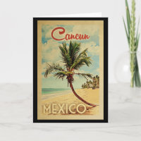Cancun Greeting Card Palm Tree Vintage Travel