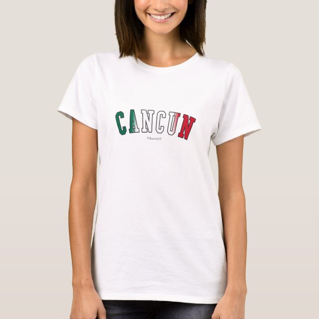 Cancun in Mexico national flag colours T-Shirt (Front)