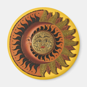 Cancun Mayan Moon and Sun Magnet