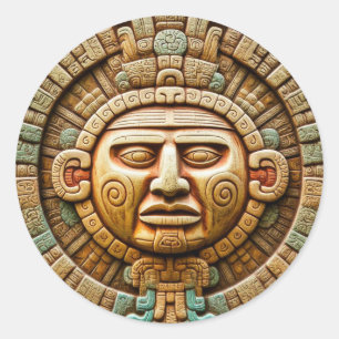 Cancun Mayan Sun God Mexico Travel Classic Round Sticker