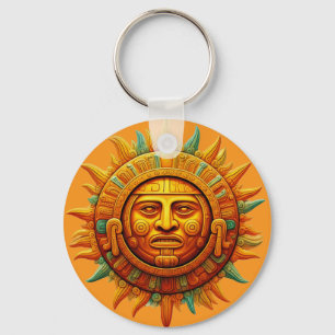 Cancun Mayan Sun God Mexico Travel Key Ring