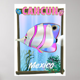 Cancun Mexican tropical travel poster