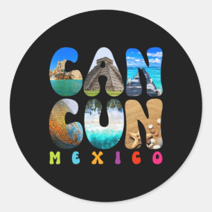 Cancun Mexico 2025 Vacation Beach Matching Family Classic Round Sticker