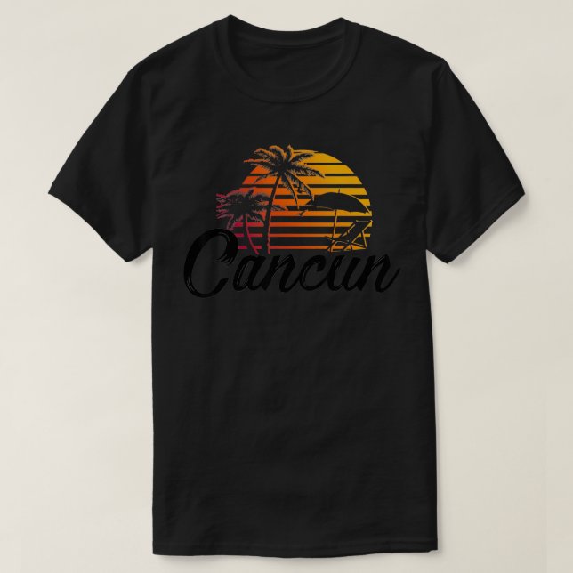 Cancun Mexico Beach Palm Tree Party Destination Gi T-Shirt (Design Front)