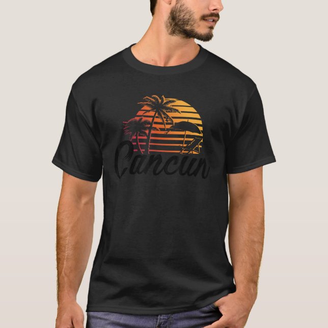 Cancun Mexico Beach Palm Tree Party Destination Gi T-Shirt (Front)