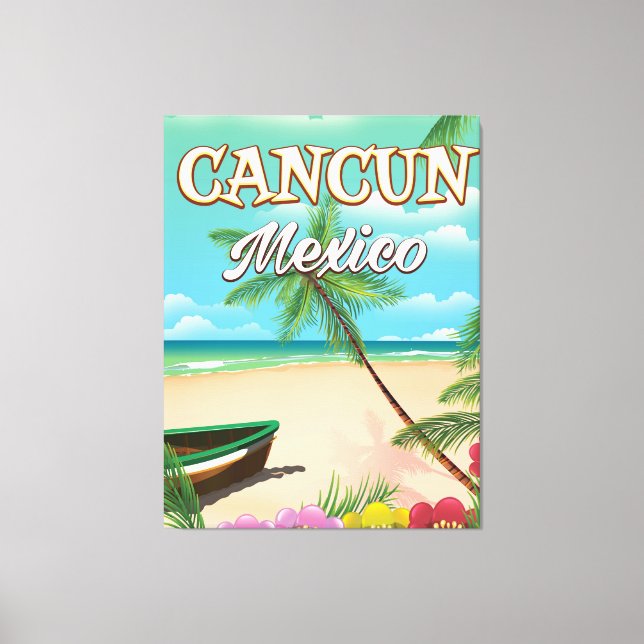 Cancun Mexico beach poster Canvas Print (Front)