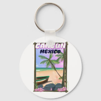 Cancun Mexico beach poster. Key Ring